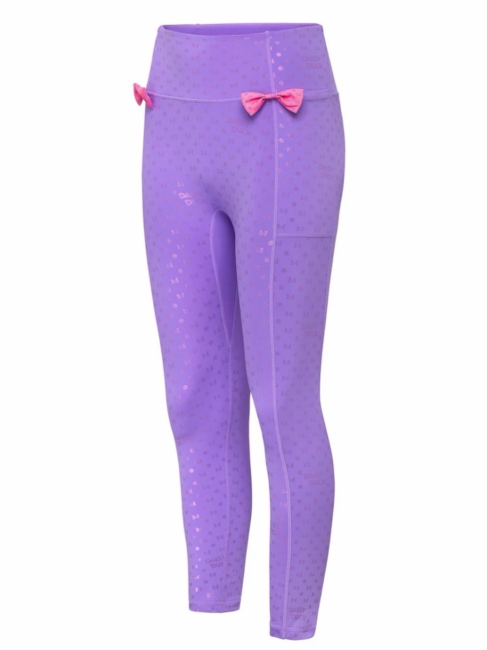 Disney Crowned Athletics Purple Leggings with Pink Bow Accents